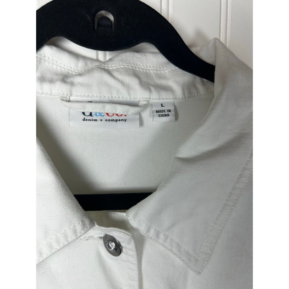 D & Co Denim Jacket White women’s Size L Long Sleeve Denim And Company NWOT - Picture 3 of 9